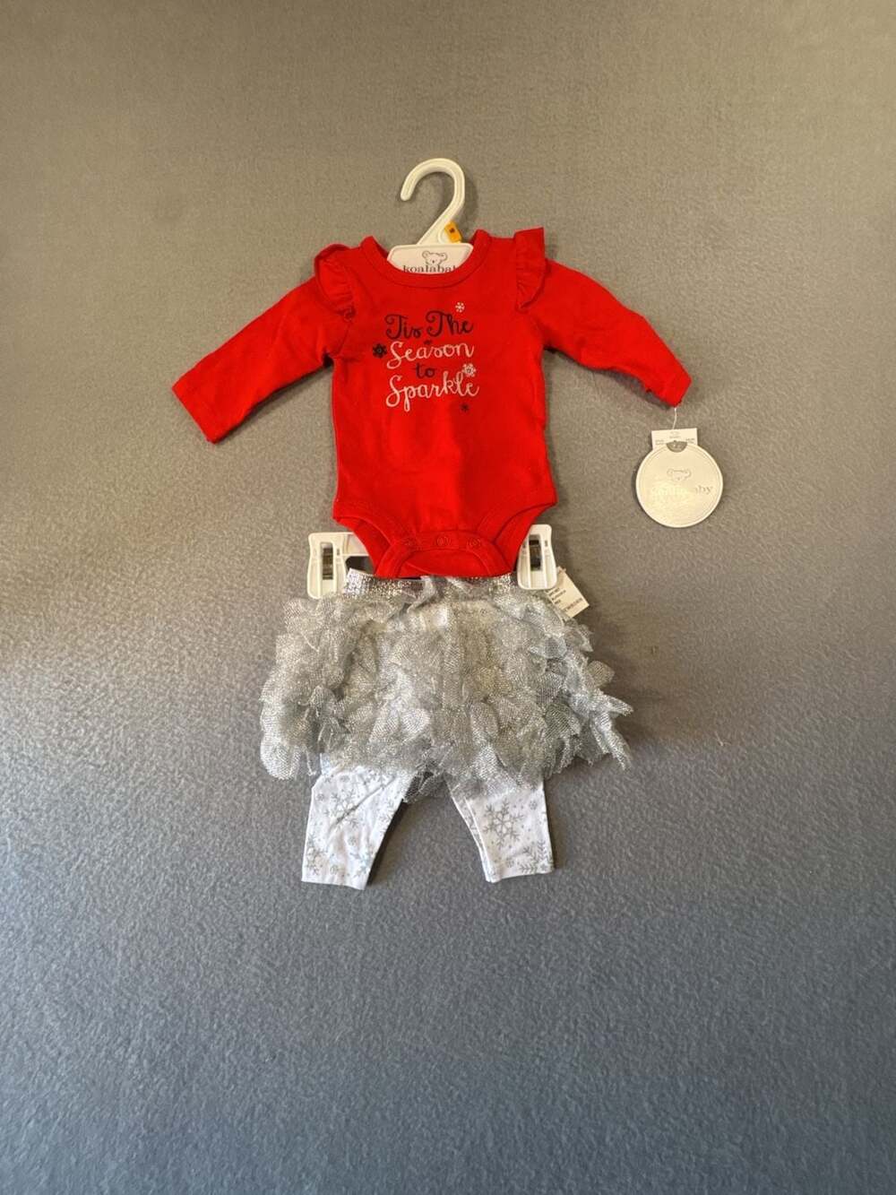 Koalababy Newborn Baby Girls Tis The Season to Sparkle Bodysuit and Tutu Skirt S